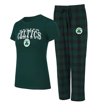 Women's Concepts Sport Hunter Green/Black Boston Celtics Avondale T-Shirt & Pants Flannel PJ Set