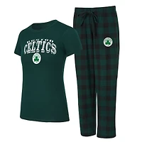 Women's Concepts Sport Hunter Green/Black Boston Celtics Avondale T-Shirt & Pants Flannel PJ Set