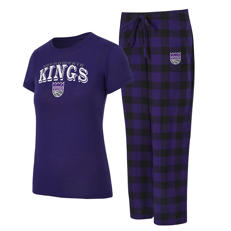 Women's Concepts Sport Purple/Black Sacramento Kings Avondale T-Shirt & Pants Flannel PJ Set