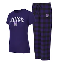 Women's Concepts Sport Purple/Black Sacramento Kings Avondale T-Shirt & Pants Flannel PJ Set
