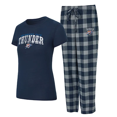Women's Concepts Sport Navy/Gray Oklahoma City Thunder Avondale T-Shirt & Pants Flannel PJ Set