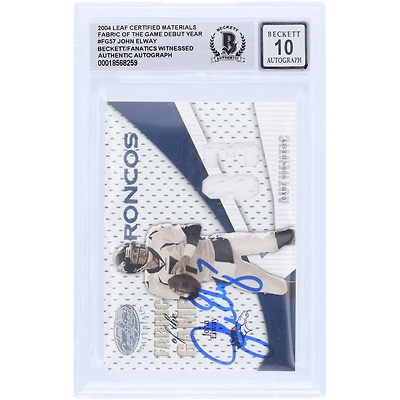 John Elway Denver Broncos Autographed 2004 Leaf Certified Materials Fabric of the Game Debut Year Relic #FG-57 #/83 Beckett Fanatics Witnessed Authenticated 10 Card