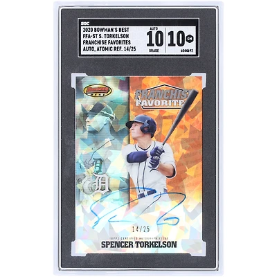 Spencer Torkelson Detroit Tigers Autographed 2020 Bowman's Best Atomic Refractor #FFA-ST #14/25 SGC Authenticated 10/10 Card