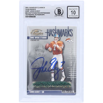 John Elway Denver Broncos Autographed 2001 Donruss Classics Hash Marks Relic #HM-7 Beckett Fanatics Witnessed Authenticated 10 Card