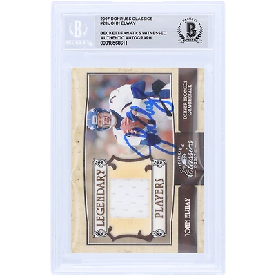 John Elway Denver Broncos Autographed 2007 Donruss Classics Legendary Player Jerseys Relic #LP-28 #/250 Beckett Fanatics Witnessed Authenticated Card