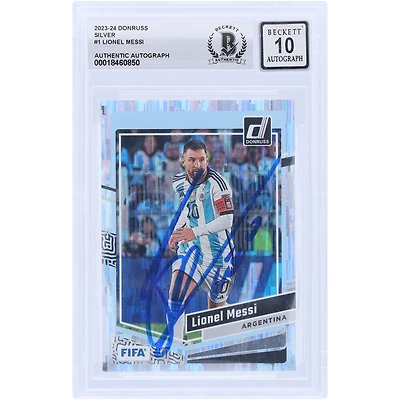 Lionel Messi Argentina National Team Autographed 2023-24 Panini Donruss Silver #1 BAS Authenticated 10 Card