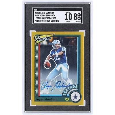 Roger Staubach Dallas Cowboys Autographed 2022 Panini Classics Gold #109 #1/5 SGC Authenticated 8/10 Card