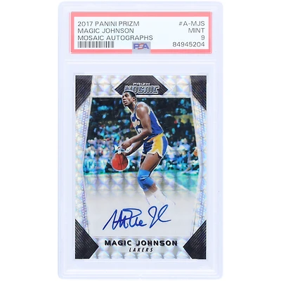 Magic Johnson Los Angeles Lakers Autographed 2017-18 Panini Prizm Mosaic #A-MJS PSA Authenticated 9 Card