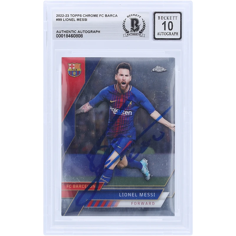 Lionel Messi Barcelona Autographed 2022-23 Topps Chrome #99 BAS Authenticated 10 Card
