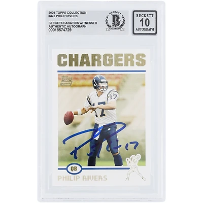 Philip Rivers San Diego Chargers Autographed 2004 Topps Collection #375 Beckett Fanatics Witnessed Authenticated 10 Rookie Card