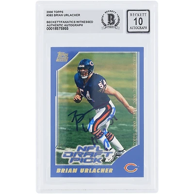 Brian Urlacher Chicago Bears Autographed 2000 Topps #383 Beckett Fanatics Witnessed Authenticated 10 Rookie Card with "HOF 18" Inscription