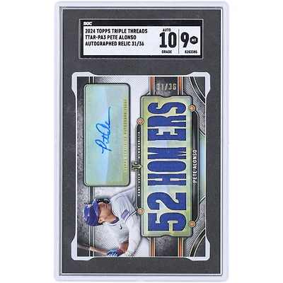 Pete Alonso New York Mets Autographed 2024 Topps Triple Threads Game-Used Relics #TTAR-PA3 #31/36 SGC Authenticated 9/10 Card