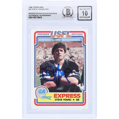 Steve Young Los Angeles Express Autographed 1984 Topps USFL #52 Beckett Fanatics Witnessed Authenticated 10 Rookie Card