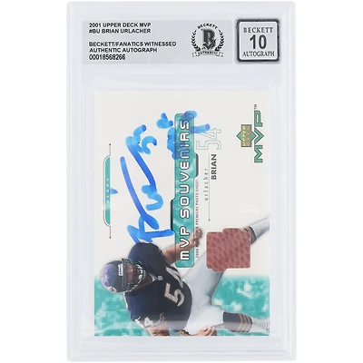 Brian Urlacher Chicago Bears Autographed 2001 Upper Deck MVP Relic #BU Beckett Fanatics Witnessed Authenticated 10 Card with "HOF 18" Inscription