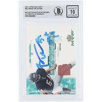 Brian Urlacher Chicago Bears Autographed 2001 Upper Deck MVP Relic #BU Beckett Fanatics Witnessed Authenticated 10 Card with "HOF 18" Inscription