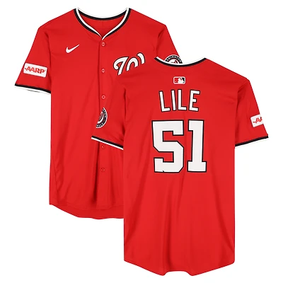 Daylen Lile Washington Nationals Game-Used #51 Red Nike Jersey vs. Pittsburgh Pirates on September 14, 2025