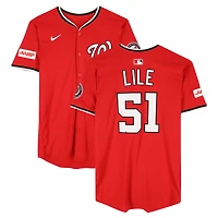 Daylen Lile Washington Nationals Game-Used #51 Red Nike Jersey vs. Pittsburgh Pirates on September 14, 2025