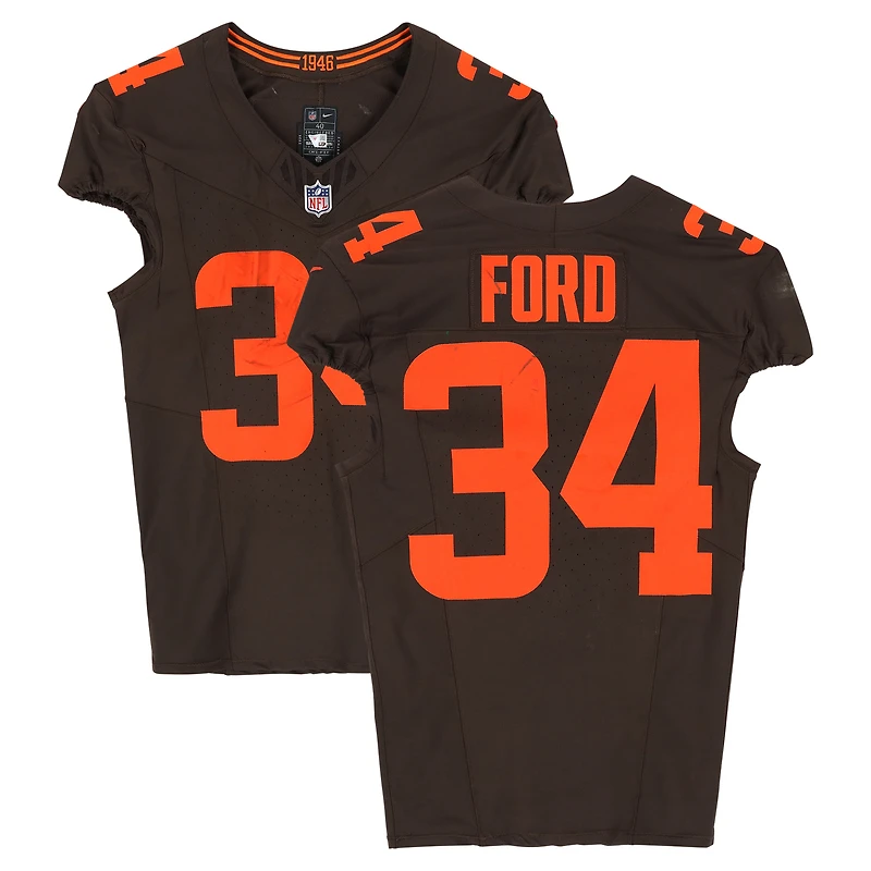 Jerome Ford Cleveland Browns Game-Used #34 Brown Nike Jersey vs. Green Bay Packers on September 21, 2025