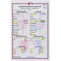 Washington Nationals Game-Used Lineup Card vs. Chicago Cubs on September 6, 2025