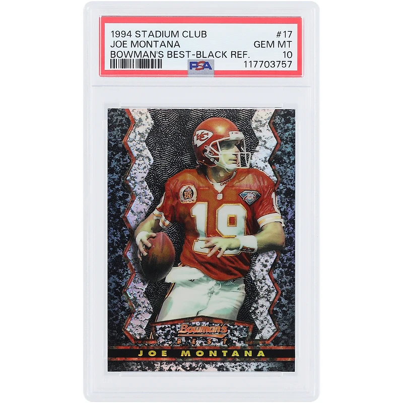 Joe Montana Kansas City Chiefs 1994 Topps Stadium Club Bowman's Best Black #17 PSA Authenticated 10 Card