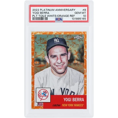Yogi Berra New York Yankees 2022 Topps Platinum Anniversary White Orange Refractor #8 #24/25 PSA Authenticated 10 Card