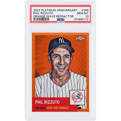 Phil Rizzuto New York Yankees 2022 Topps Platinum Anniversary Orange Wave Refractor #366 #10/25 PSA Authenticated 10 Card