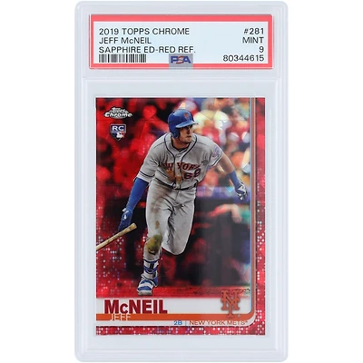 Jeff McNeil New York Mets 2019 Topps Chrome Sapphire Red Refractor #281 #5/5 PSA Authenticated 9 Rookie Card