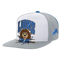 Youth Mitchell & Ness  White Detroit Lions Team Mascot Snapback Hat