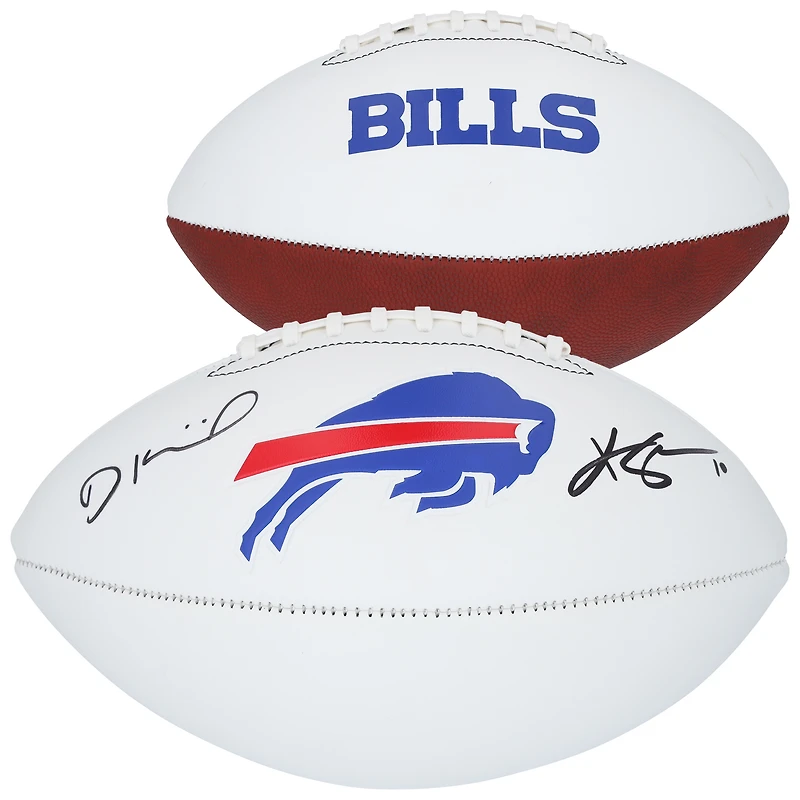 Khalil Shakir & Dalton Kincaid Buffalo Bills Autographed Franklin White Panel Football