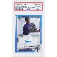 Adael Amador Colorado Rockies Autographed 2021 Bowman Chrome 1st Bowman Blue #CPA-AAM #/150 PSA Authenticated 10 Card