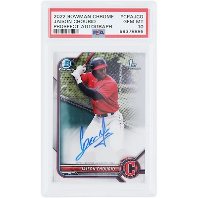 Jaison Chourio Cleveland Guardians Autographed 2022 Bowman Chrome 1st Bowman #CPA-JCO PSA Authenticated 10 Card