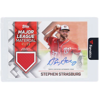 Stephen Strasburg Washington Nationals Autographed 2022 Topps Game-Used Relic #MLMA-SS #45/50 Card