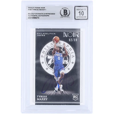 Tyrese Maxey Philadelphia 76ers Autographed 2020-21 Panini Noir #185 #/99 Beckett Fanatics Witnessed Authenticated 10 Rookie Card