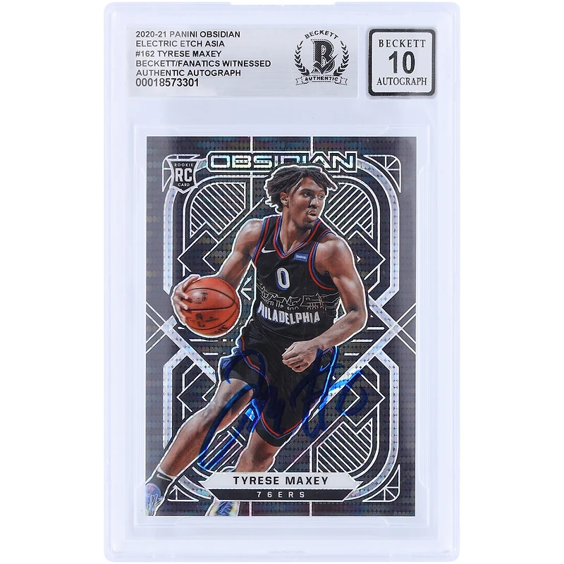 Tyrese Maxey Philadelphia 76ers Autographed 2020-21 Panini Obsidian Electric Etch Asia #162 Beckett Fanatics Witnessed Authenticated 10 Rookie Card