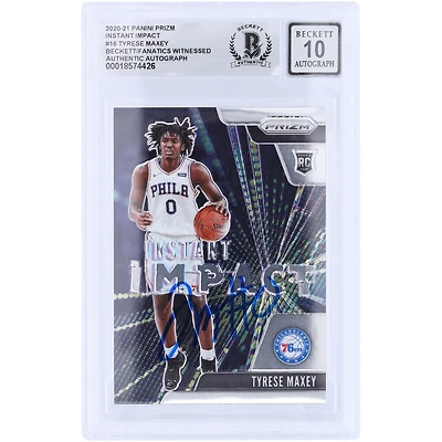 Tyrese Maxey Philadelphia 76ers Autographed 2020-21 Panini Prizm Instant Impact #16 Beckett Fanatics Witnessed Authenticated 10 Rookie Card