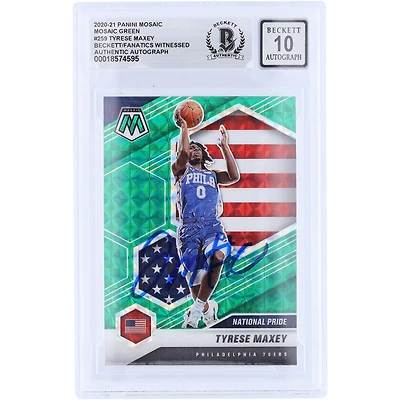 Tyrese Maxey Philadelphia 76ers Autographed 2020-21 Panini Mosaic Green Prizm #259 Beckett Fanatics Witnessed Authenticated 10 Rookie Card