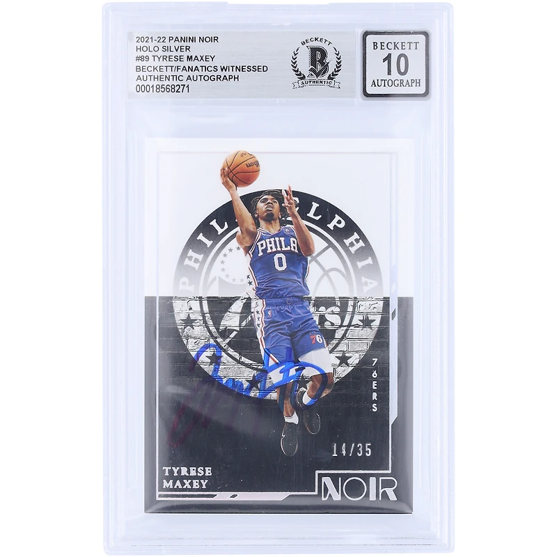 Tyrese Maxey Philadelphia 76ers Autographed 2021-22 Panini Noir Holo Silver #89 #/35 Beckett Fanatics Witnessed Authenticated 10 Card
