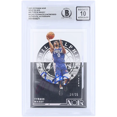 Tyrese Maxey Philadelphia 76ers Autographed 2021-22 Panini Noir Holo Silver #89 #/35 Beckett Fanatics Witnessed Authenticated 10 Card