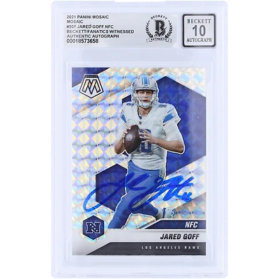 Jared Goff Detroit Lions Autographed 2021 Panini Mosaic Prizm #207 Beckett Fanatics Witnessed Authenticated 10 Card
