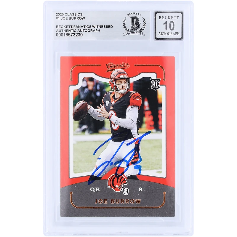 Joe Burrow Cincinnati Bengals Autographed 2020 Panini Classic #1 Beckett Fanatics Witnessed Authenticated 10 Rookie Card