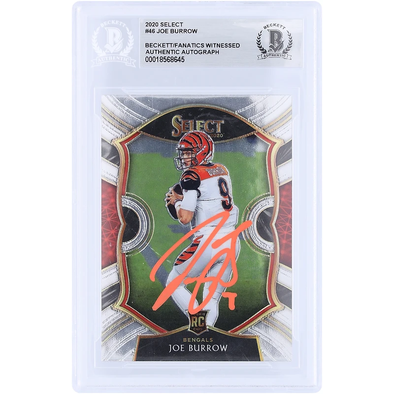 Joe Burrow Cincinnati Bengals Autographed 2020 Panini Select Orange Ink #46 Beckett Fanatics Witnessed Authenticated Rookie Card