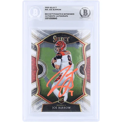 Joe Burrow Cincinnati Bengals Autographed 2020 Panini Select Orange Ink #46 Beckett Fanatics Witnessed Authenticated Rookie Card