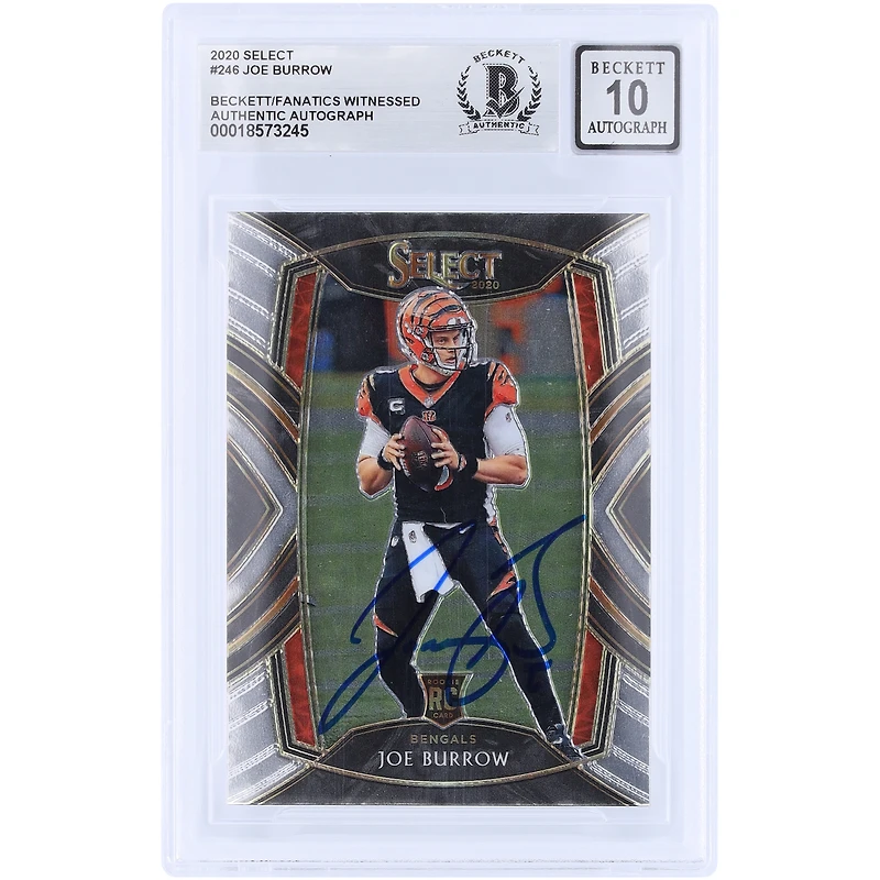 Joe Burrow Cincinnati Bengals Autographed 2020 Panini Select #246 Beckett Fanatics Witnessed Authenticated 10 Rookie Card