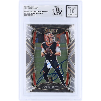Joe Burrow Cincinnati Bengals Autographed 2020 Panini Select #246 Beckett Fanatics Witnessed Authenticated 10 Rookie Card