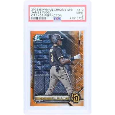 James Wood San Diego Padres 2022 Bowman Chrome Mega Box Orange Refractor #BCP-213 #19/25 PSA Authenticated 9 Card