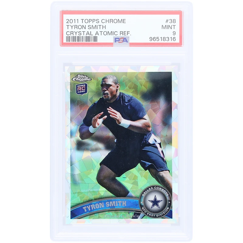 Tyron Smith Dallas Cowboys 2011 Topps Chrome Atomic Refractor #38 #/139 PSA Authenticated 9 Rookie Card