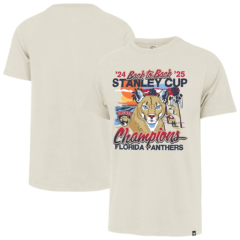 Men's '47 Cream Florida Panthers Back-to-Back Florida Sunset Franklin T-Shirt