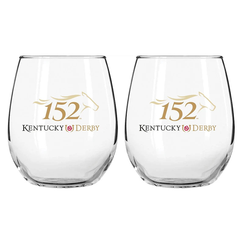 152nd Kentucky Derby Two-Piece 15oz. Stemless Wine Glass Set