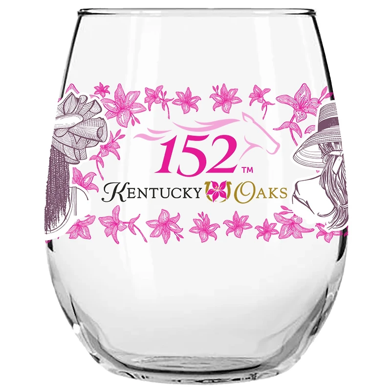 152nd Kentucky Oaks Lily 15oz. Stemless Wine Glass