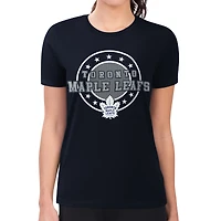 Women's G-III 4Her by Carl Banks Navy Toronto Maple Leafs Super-Slim Lightweight Pinstripe Circle Graphic T-Shirt
